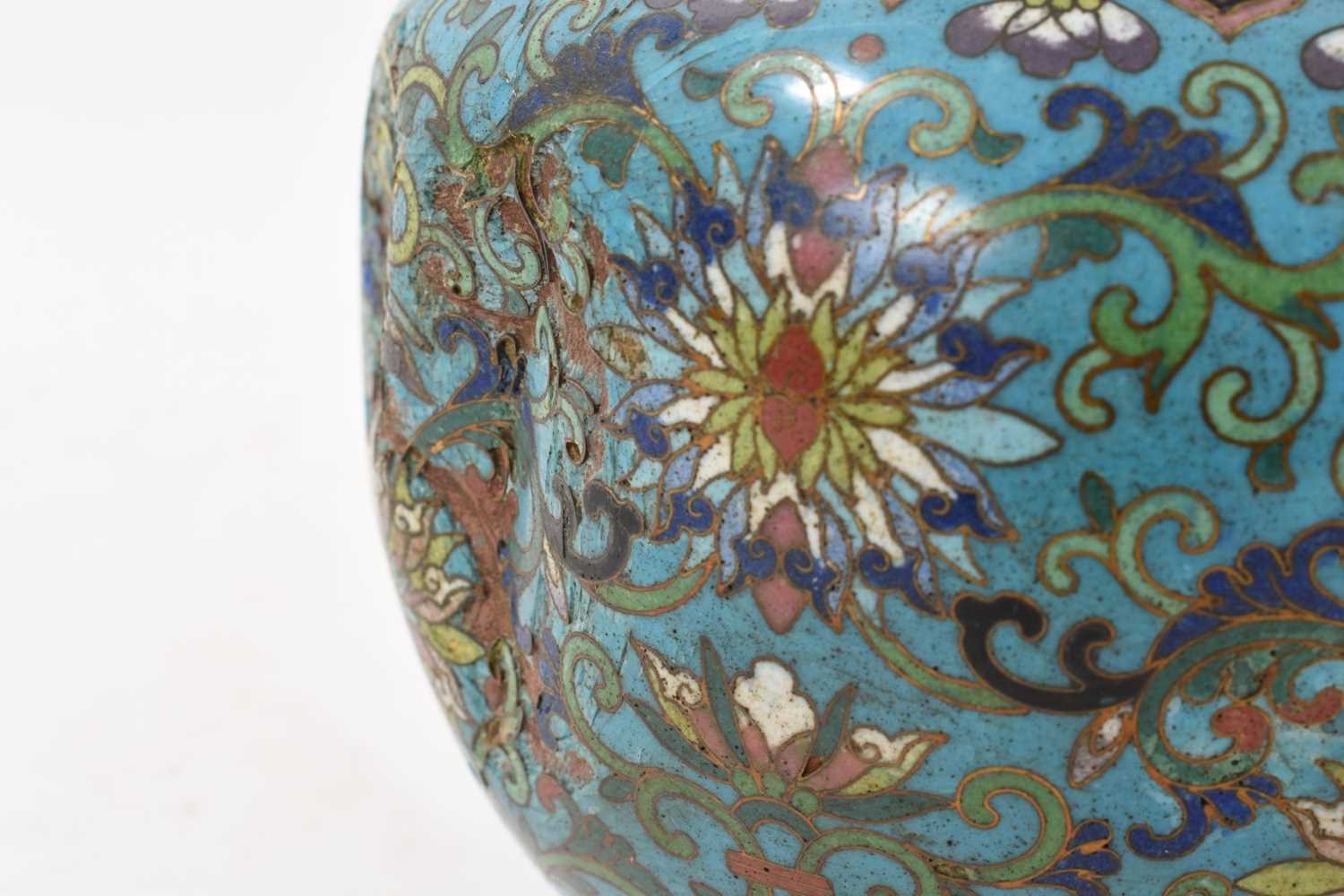 Chinese cloisonné ewer, 19th century, with dragon handle - Image 7 of 8
