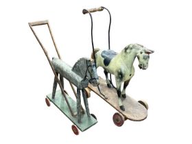 Late 19th century painted wooden toy horse and another