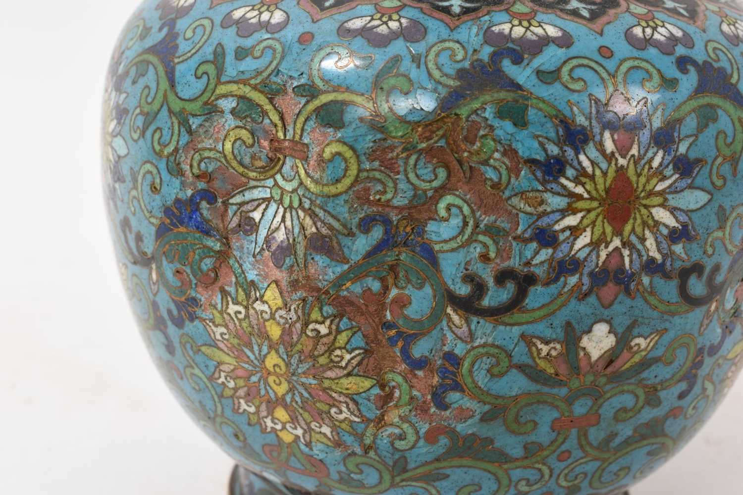 Chinese cloisonné ewer, 19th century, with dragon handle - Image 6 of 8