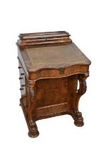 Victorian figured walnut davenport