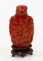 19th century Chinese carved amber snuff bottle and stopper