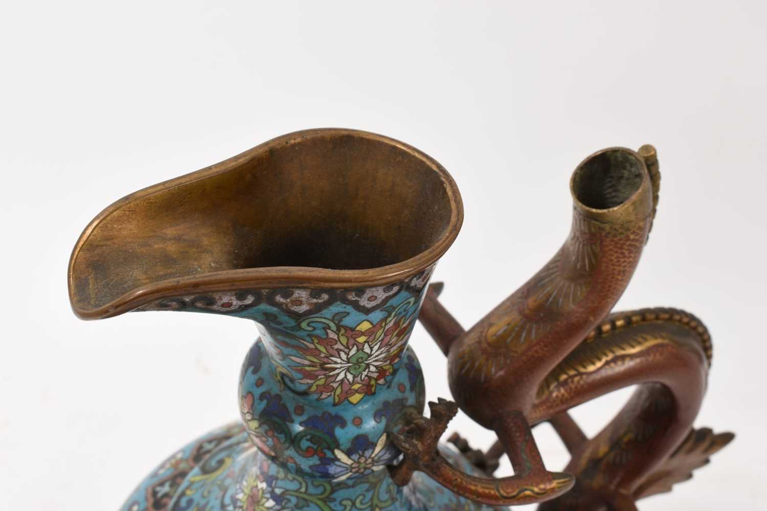 Chinese cloisonné ewer, 19th century, with dragon handle - Image 8 of 8