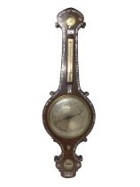 Good quality Victorian rosewood and mother of pearl inlaid banjo barometer