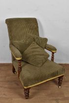 Victorian walnut open armchair