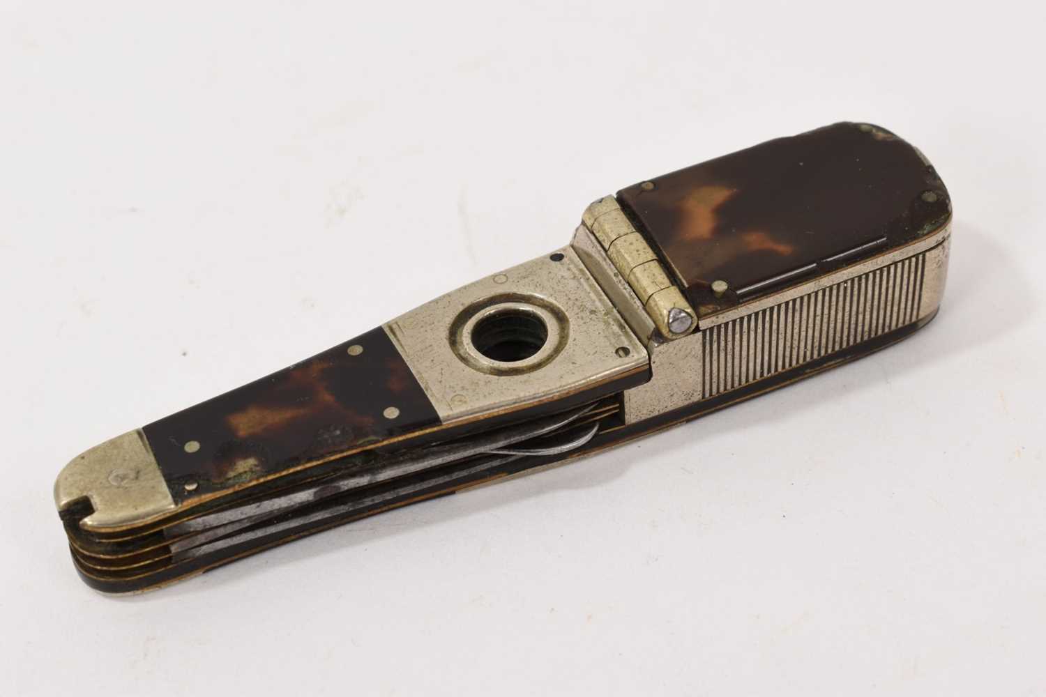 Unusual Victorian combination Vesta case, cigar cutter and multiple bladed pen knife