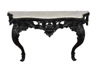 Rococo style marble topped painted console table