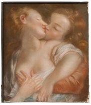 18th century Continental pastel, Lovers, 41 x 35cm