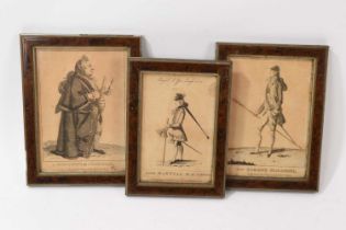 Matthew Darly - three framed Georgian engravings of Macaronis, dated 1772