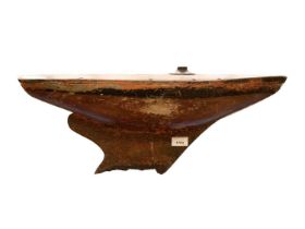 Wooden early 20th century red and black painted wooden pond yacht hull