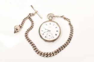 Gentlemen's silver pocket watch retailed by J. W. Benson, the buttonwind Swiss 15 jewel movement, wh