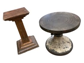 Antique potters stand and a wooden plinth