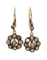Pair of antique diamond cluster earrings