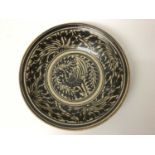 Antique, possibly 15th/16th century, Thai Kalong dish with bird motif decoration