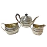 George III three piece silver teaset