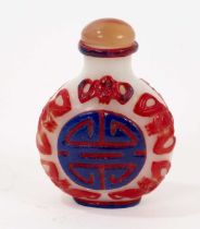 19th century Peking bi-colour overlay glass snuff bottle