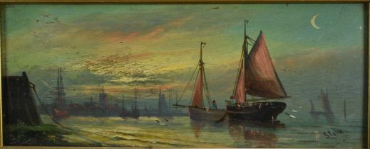 George Callow (act. 1858 - 1873) pair of oils on panel - Coastal scenes, both signed, each 12.5cm x