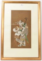 19th century Japanese school, gouache on paper - Sage with tinder box