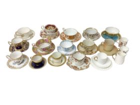 Group of 19th and 20th century English porcelain tea wares, including Spode, Royal Worcester, Copela