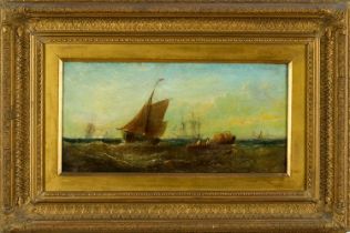 William Calcott Knell (1830-1880), pair of oils on canvas - 'Wreck in the Channel' and 'A Summers Mo