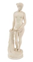 A Victorian parian ware figure of a nude slave girl in chains, 30cm high