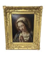 Continental School, 18th/19th century - Mother Mary, 29 x 23cm, 19th century French gallery label ve