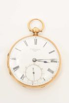 Victorian 18ct gold open faced pocket watch, the dial signed William Wright, London