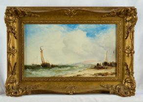 James Webb (1825-1895) oil on panel - Seaford, Sussex, signed, inscribed verso and dated 1875, 18cm