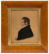 Attributed to Frederick Frith (1819-1871) watercolour on paper portrait miniature of a Gentleman in