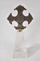 Silver or white metal Celtic cross, possibly early