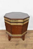 George III mahogany and brass bound octagonal cellarette