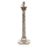 Impressive good quality Edwardian silver plated Corinthian column table lamp