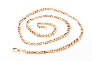 Edwardian 9ct rose gold curb link double length watch chain
