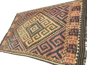 20th century Turkish kilim Iznik design on a white ground