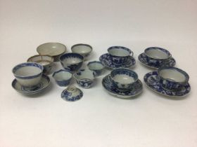 Collection of 18th and 19th century Chinese blue and white porcelain tea wares, of various shapes an