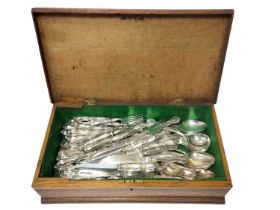 Canteen of Mappin & Webb silver plated cutlery housed in a 19th century cutlery box