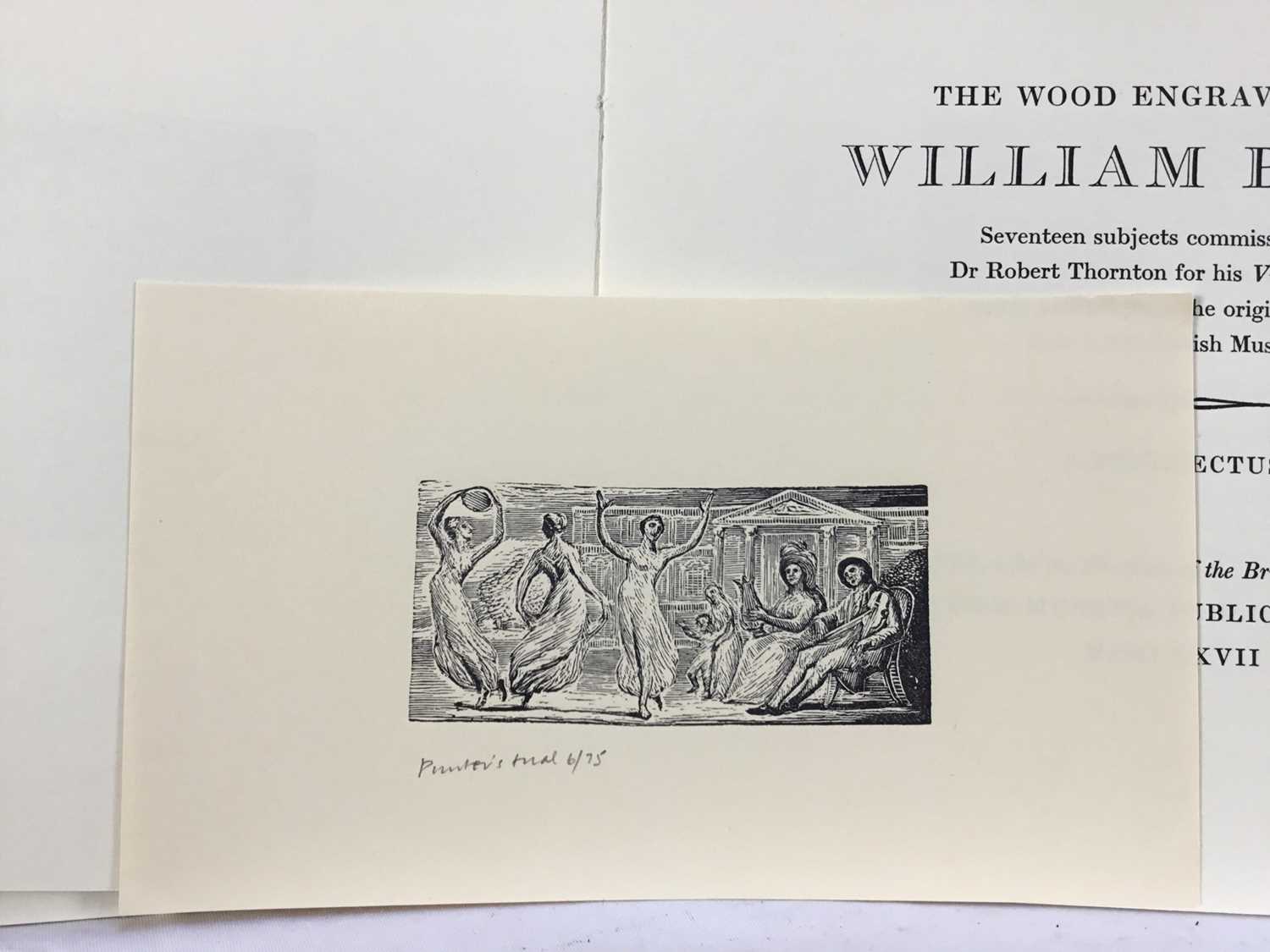 The Wood Engravings of William Blake - A Prospectus, 1977, together with one loose woodblock and thr - Image 7 of 10