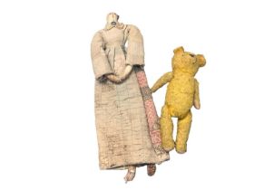 Antique rag doll and teddy