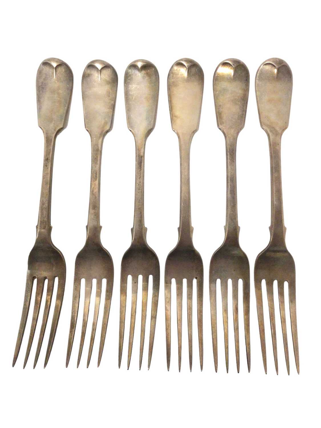 Six George IV fiddle pattern dinner forks