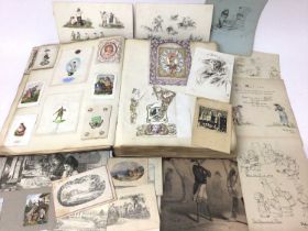 Victorian scrap album, with valentine and other cards, original works on paper, silhouettes, prints