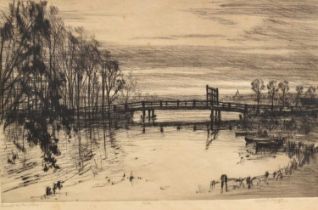 Paul Earee (1888-1968) etching - Sunset on the Stour, signed Fred P. Earee, titled and numbered 10/5