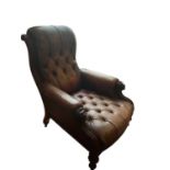 Good George IV button leather upholstered library chair