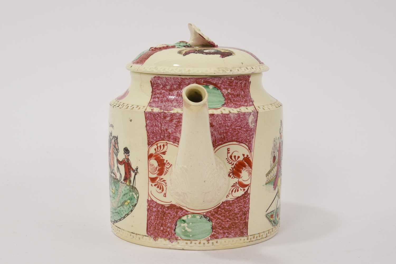 18th century creamware teapot by William Greatbatch - The prodigal son taking leave - Image 2 of 8