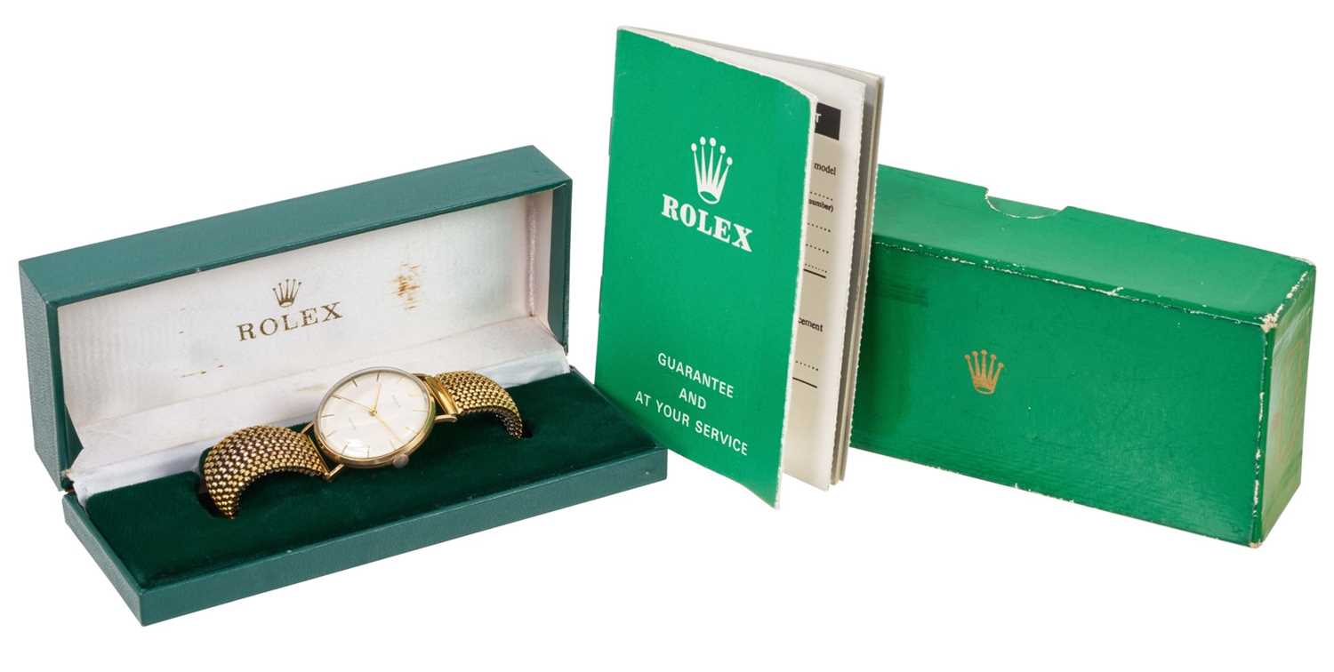 1970s Gentlemen’s Rolex gold Precision wristwatch with original papers and boxes, dated 1971.