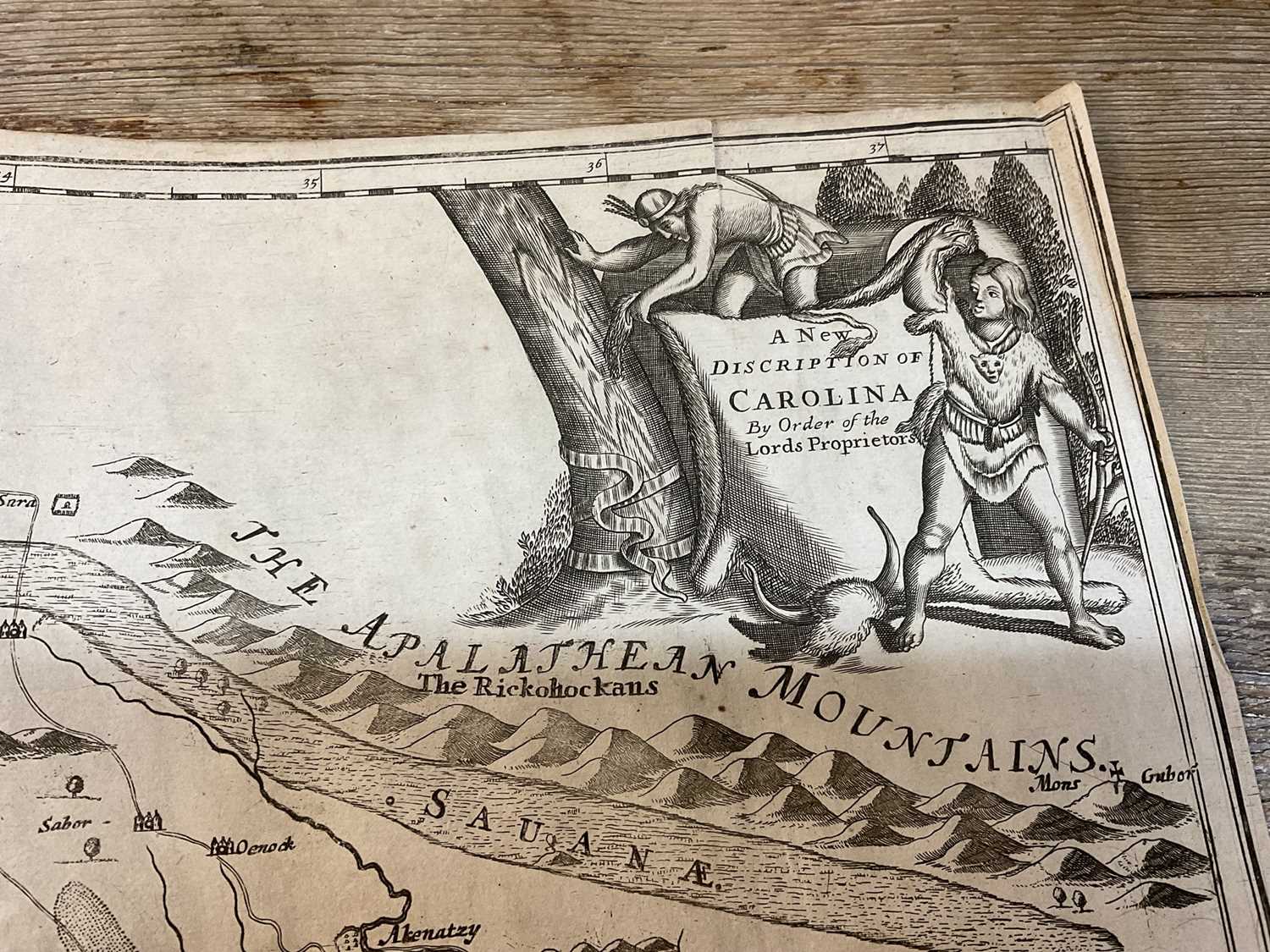 John Ogilby - rare engraved Map of Carolina, 1672 - Image 12 of 16
