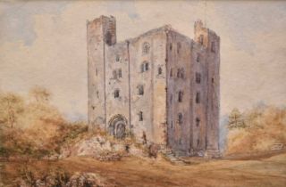 East Anglian School, 19th century, watercolour - The Keep, Hedingham Castle, 15cm x 23cm, in glazed