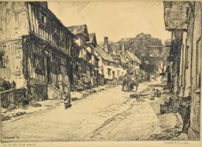 *Leonard Russell Squirrell (1893-1979) etching - Kersey, The Top of the Street, signed and titled be