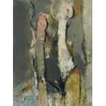 *Robert Sadler (1909-2001) acrylic on board - Two abstract figures, signed, 38.5cm x 29cm, unframed