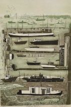 Glyn Thomas (b.1946) signed limited edition etching and aquatint - Mersea Boats, 69/75, 30cm x 20.5c