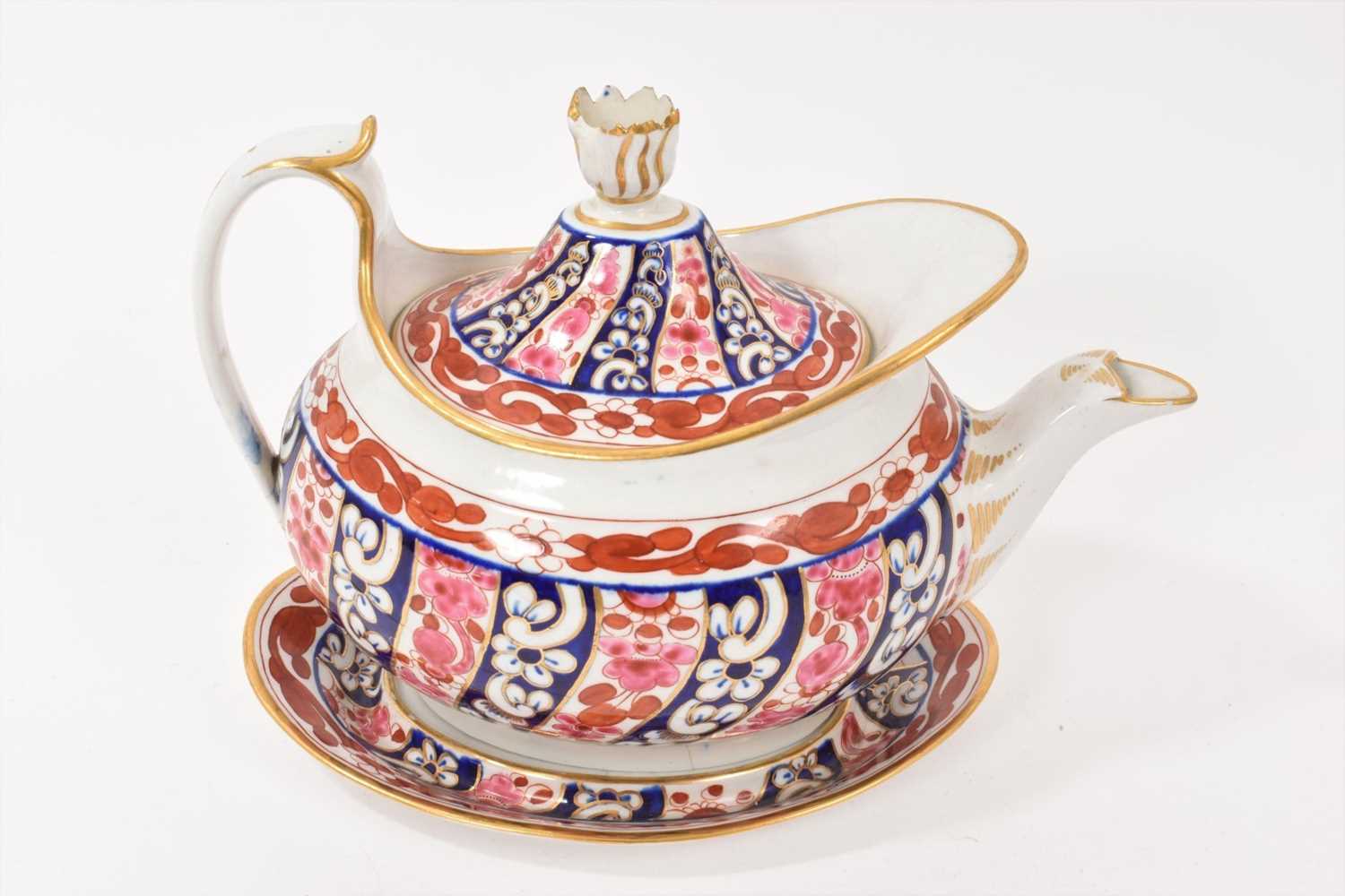 Worcester Queen Charlotte pattern teapot, cover and stand (teapot cracked) - Image 2 of 6