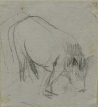 George Frost (1745-1821) two pencil sketches - A Pig and A Deer, 8cm x 7.5cm and 5.5cm x 9.5cm, in g